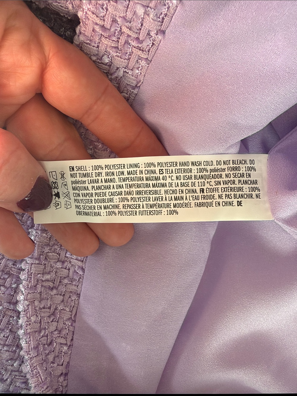 Endless Rose Lilac Tweed Button-Front Shift Dress Size XS Career Professional - Picture 5 of 5
